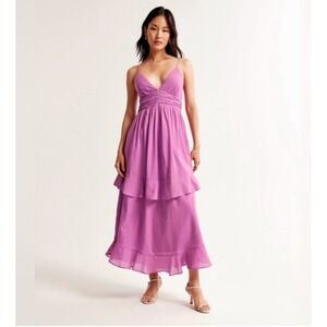 Abercrombie‎ & Fitch Womens Dress Size XL Tall Boho Tiered Ruffle Maxi Y2K Flowy